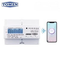 TOMZN 80A Passerelle Zigbee Triphasée Tuya sur Rail DIN, Compteur d'Énergie Intelligent WIFI avec Minuteur et Moniteur kWh, Wattmètre 3*120V 3*230V