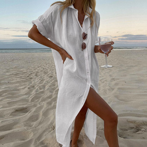 <span class=keywords><strong>Vestido</strong></span> midi tipo <span class=keywords><strong>camiseta</strong></span> de <span class=keywords><strong>manga</strong></span> <span class=keywords><strong>larga</strong></span> informal y holgado de color liso estilo INS para mujer, estilo europeo-americano, para playa, 2026 - Product Image 3