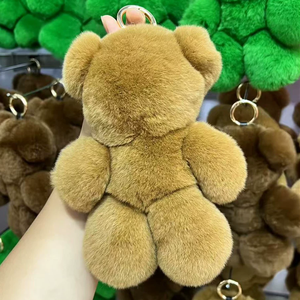 Lindo Llavero de Piel de Conejo Auténtica con Forma de Oso para <span class=keywords><strong>Mujer</strong></span>, Colgante Decorativo para <span class=keywords><strong>Bolsos</strong></span> y Llaves de Coche, Joyería, Adornos para <span class=keywords><strong>Bolsos</strong></span>, Accesorios, Regalos - Product Image 1