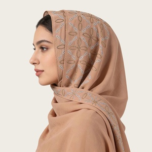Nuovo Foulard in Chiffon di Poliestere con Strass Geometrici, Stile Etnico, Elegante e Traspirante per Donne, Hijab Morbido - Product Image 3