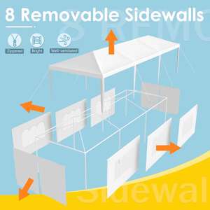 Auvent de carport à cadre en métal portable avec parois latérales et portes amovibles 10 * 20ft & 20 * 12ft Garages de <span class=keywords><strong>parking</strong></span> Hangars de <span class=keywords><strong>camping</strong></span> en plein air - Product Image 6