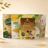 Sachet refermable brillant à fermeture éclair pour céréales et farine, avec trou de suspension, série multicolore, tailles personnalisées