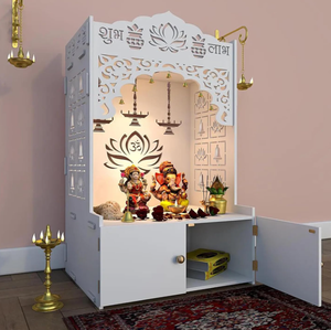 El sanatları beyaz kabin özelleştirilmiş boyutu Pooja Mandir ahşap ev Mandir tapınak - Product Image 3