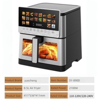 Four à Friture à Air Chaud Intelligent 8L 2100W avec Écran Tactile Couleur Grand Format, Fenêtre Entièrement en Verre, Fonction Déshydratation, Friteuse à Air Chaud Numérique OEM