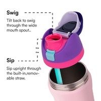 Bouteille d'eau sport transfrontalière à double usage avec bec verseur becquet, étanche, à ressort, grande capacité, en acier inoxydable 304