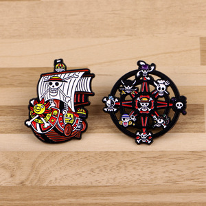 Ensemble de broches émaillées One Piece Pirates des Mers, Thème Chapeau de Paille, Navire Thousand Sunny, Roue Jolly <span class=keywords><strong>Roger</strong></span>, en métal, personnalisable, cadeau de collection - Product Image 4