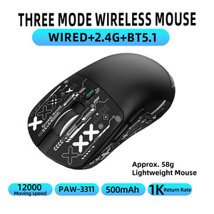เมาส์เกมมิ่ง HXSJ-T68Pro 3 โหมด น้ำหนักเบา ออกแบบตามหลักสรีรศาสตร์ แบตเตอรี่แบบชาร์จได้ 500mAh เซ็นเซอร์ PAW3311 ออปติคอล อีสปอร์ต <span class=keywords><strong>7</strong></span> ปุ่ม USB-C สำหรับแล็ปท็อป มีสินค้าในสต็อก - Product Image 2