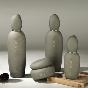 Envase de Vidrio con Diseño de Piedra para Cuidado Facial de 1oz/30ml, Botella con Bomba para Sérum de 50ml, 100ml, 120ml, Envase Cosmético para Loción Corporal - Product Image 1