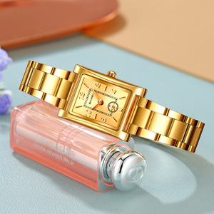 Montre à quartz carrée pour femme SKMEI, bracelet en acier inoxydable, affichage analogique, élégante et tendance - Product Image 1