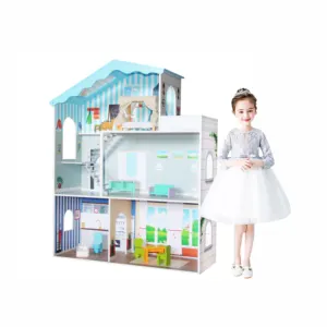 WEIFU-Casa de muñecas de madera real para niños, de muebles en miniatura DIY Navidad, regalo de cumpleaños, casa de muñecas para niñas pequeñas de 5 años