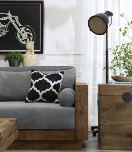 Divano in Legno per Ristorante e Soggiorno <span class=keywords><strong>con</strong></span> Rivestimento Rimovibile, <span class=keywords><strong>Mobili</strong></span> in Legno Recuperato Stile Wabi Sabi - Product Image 4