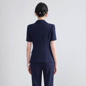 Women's Suit Set Short Sleeve Blazer Pants Formal Workwear Anti-Wrinkle Polyester Spandex Commuting Office Wear - Product Image 3