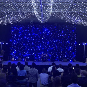Decorações de casamento veludo para pano de fundo cortina estrela azul LED branco <span class=keywords><strong>3</strong></span>*8m para DJ bar luz de festa - Product Image 2