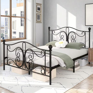 Кровать-платформа Homerich Modern Black из кованого железа, регулируемая, прочная, размер <span class=keywords><strong>Twin</strong></span>, с возможностью выбора цвета, для спальни - Product Image 4