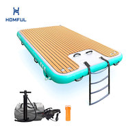 HOMFUL – plateforme de natation flottante, tapis d'eau gonflable avec échelle et pompe à main