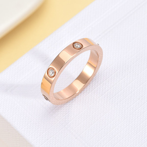 Anello 2024 amore amicizia oro argento placcato rosa zirconi cubici in acciaio inox anello <span class=keywords><strong>promessa</strong></span> gioielli da donna fede nuziale - Product Image 3