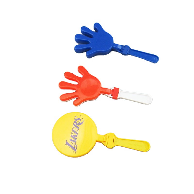 promotional custom Logo clap trap cheer toy plastic hand clapper plastic PP Party Birthday Noise Makers hand clapper