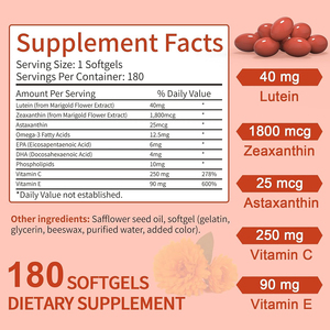 Capsules molles de haute qualité à marque privée, riches en lutéine, zéaxanthine, vitamine C et vitamine E, antioxydants, stimulant l'immunité et protégeant la vue. - Product Image 2