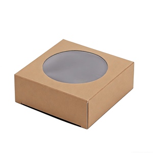 Boîte à <span class=keywords><strong>savon</strong></span> <span class=keywords><strong>vintage</strong></span> personnalisée en papier kraft avec fenêtre circulaire ; Boîte à bibelots DIY ; Disponible avec impression couleur personnalisée - Product Image 1