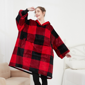 Couverture à <span class=keywords><strong>capuche</strong></span> Sherpa surdimensionnée personnalisée avec poches géantes, pour hommes et femmes - Product Image 1