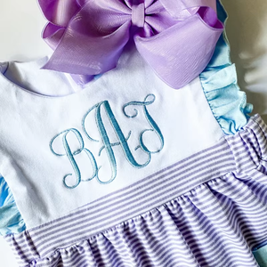 Vestito da bambina con fiocco ricamato multicolore, monogramma classico, regalo, abbigliamento coordinato per sorella, primavera, estate, Pasqua - Product Image 4