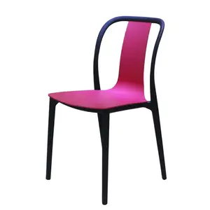 Silla de plástico con molde de inyección de PP, diseño de famoso diseñador, color rojo y negro, barata, 2023