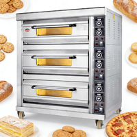 Four à gaz commercial 3 niveaux pour boulangerie, machine automatique de cuisson de biscuits, pizzas et pains, 60 pièces/min, avec affichage haute fréquence
