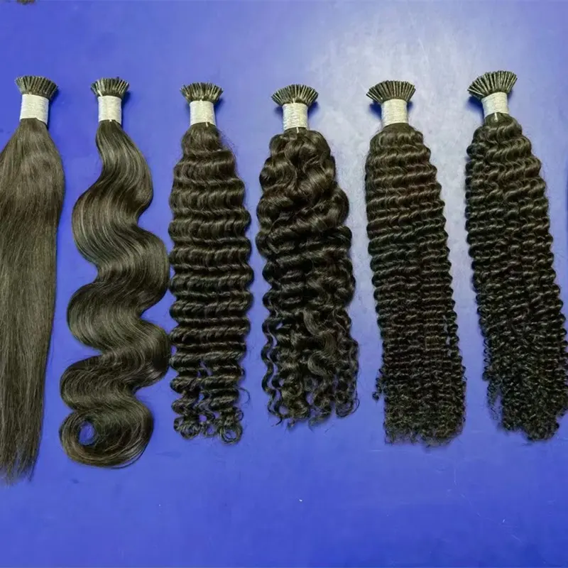 Wholesale I tip hair Extension 100% Brazilian Virgin Human Hair I Tip Hair Extensions Different Texture