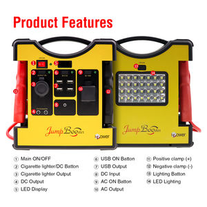 Surpresseur JB1500 courant de pointe 1500 A, batterie électrique multifonction 12V, avec sortie AC, onduleur 110/220V - Product Image 2