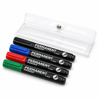 Ensemble de 4 stylos marqueurs permanents de couleur, pointe ronde imperméable, marqueurs à pointe biseautée pour le bureau, l'école, l'écriture
