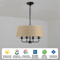 Lustre LED en fer et tissu, design moderne et simple, style vintage américain, pour salon, salle à manger, chambre, maison, villa, hauteur moyenne