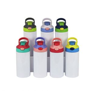 350Ml Stainless Steel Insulated Vacuum Straight White Kids Flip Top 12Oz Sublimation <b>Water</b> <b>Bottle</b> With Straw Lid - Product Image 1