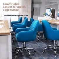 Chaise d'ordinateur en velours pour petit espace - Ergonomique, réglable en hauteur, pivotante, pour étude, dortoir, bureau à domicile, moderne, en acier