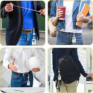 ID round 2.5cm zinc alloy easy-pull buckle retractable metal pull <b>cord</b> anti-loss keychain ID card buckle in stock - Product Image 3