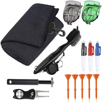 Ensemble d'accessoires de Golf, serviette de Golf en microfibre personnalisée + brosse de nettoyage + outil Divot + marqueur à bille
