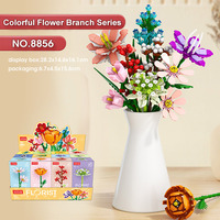 Populaire chanceux Mini 12 typés ABS en plastique fleur bloc Bouquet bricolage Rose Rose blocs de construction ensembles boîte emballée Anime cadeau filles