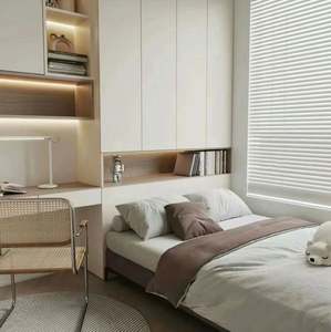 Ensemble de chambre à coucher minimaliste avec armoire intégrée de style moderne, bureau, armoire tatami, lit coffre - Fonctionnalités de rangement - Product Image 4