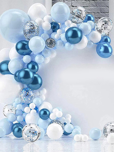 <span class=keywords><strong>Guirlande</strong></span> d'arche d'<span class=keywords><strong>anniversaire</strong></span> bleue de la marque MIQI avec logo personnalisé pour les mariages et les fêtes d'<span class=keywords><strong>anniversaire</strong></span>, ballons en feuille bleue et blanche, confettis - Product Image 3