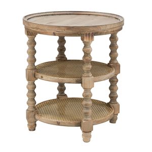 3-Tiered <b>Round</b> Wood Side <b>Table</b> Oak Natural Living Room <b>Console</b> <b>Table</b> Traditional Design Modern Appearance - Product Image 6