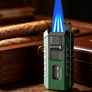 Practical <b>Windproof</b> Blue Flame Device With Cutter Punch Drill For Household Cigar Daily Application For Cigar <b>Lighter</b> - Product Image 1