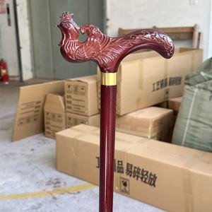 Canne en bois massif avec poignée en forme de coq, antidérapante, légère, pour personnes âgées - Product Image 1