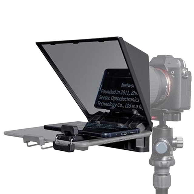 Portable Mini ABS Material Teleprompter for Compatible Smartphone/DSLR Camera Tablet Video Recording Live Streaming