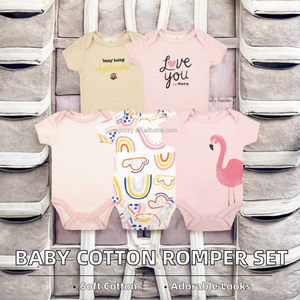 5 <b>Pcs</b> for Newborn Baby Romper Set Infant Toddler Jumpsuit 0-24 Months Cartoon Onesie Cotton Summer Short Snap Button - Product Image 2