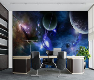 Space Galaxy Tapeten Sci-Fi Planetary Silk PVC Wandbild für Innendekoration Selbst klebende Tapete - Product Image 2