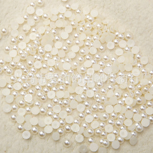 Perles plates rondes imitation perle, blanc cassé, en plastique ABS pour la fabrication de bijoux - Product Image 2