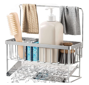 Distributeur <span class=keywords><strong>de</strong></span> savon <span class=keywords><strong>de</strong></span> cuisine en acier inoxydable 304 avec <span class=keywords><strong>bac</strong></span> <span class=keywords><strong>de</strong></span> <span class=keywords><strong>vidange</strong></span> automatique, pour cuisine et salle <span class=keywords><strong>de</strong></span> bain tenant une éponge et une serviette - Product Image 2