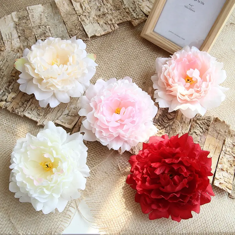 13センチメートルFlorist Supplies Artificial Flowers Silk Flowers Fabric Peony Heads BloomsためWedding Arrangement Decoration