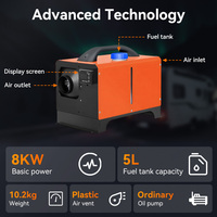 Calentador de Aire Diésel de 12V 24V 8KW, Cuerpo de Aluminio Duradero, Calentador de Estacionamiento Integrado con Controlador LCD, Calentador Diésel para Caravana/RV