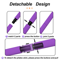 GEDENG Kit de barres de Pilates avec bandes de résistance ajustables Bâton de Pilates d'exercice portable à 3 sections
