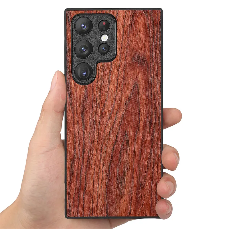 2023 nuevo TPU PC nogal cereza patrón de madera Rosa abedul grano de madera funda de teléfono para Samsung Galaxy S24 s23 S22 S21 Plus Ultra